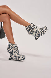 AZALEA WANG ZEBRA PU PRINT WEDGE BOOTIE
