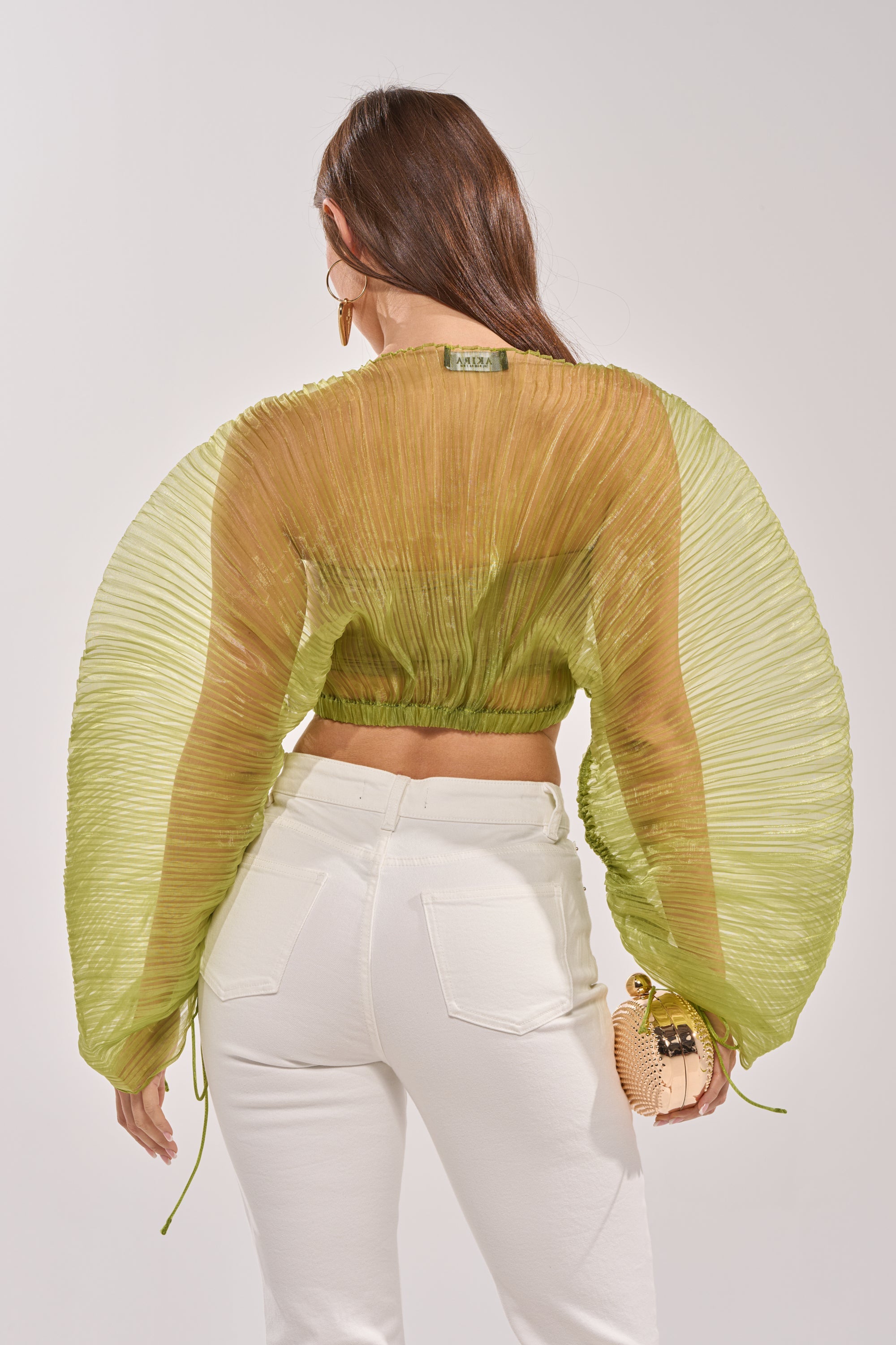 BEYOND PRETTY PLEATED COCOON BLOUSE IN GREEN