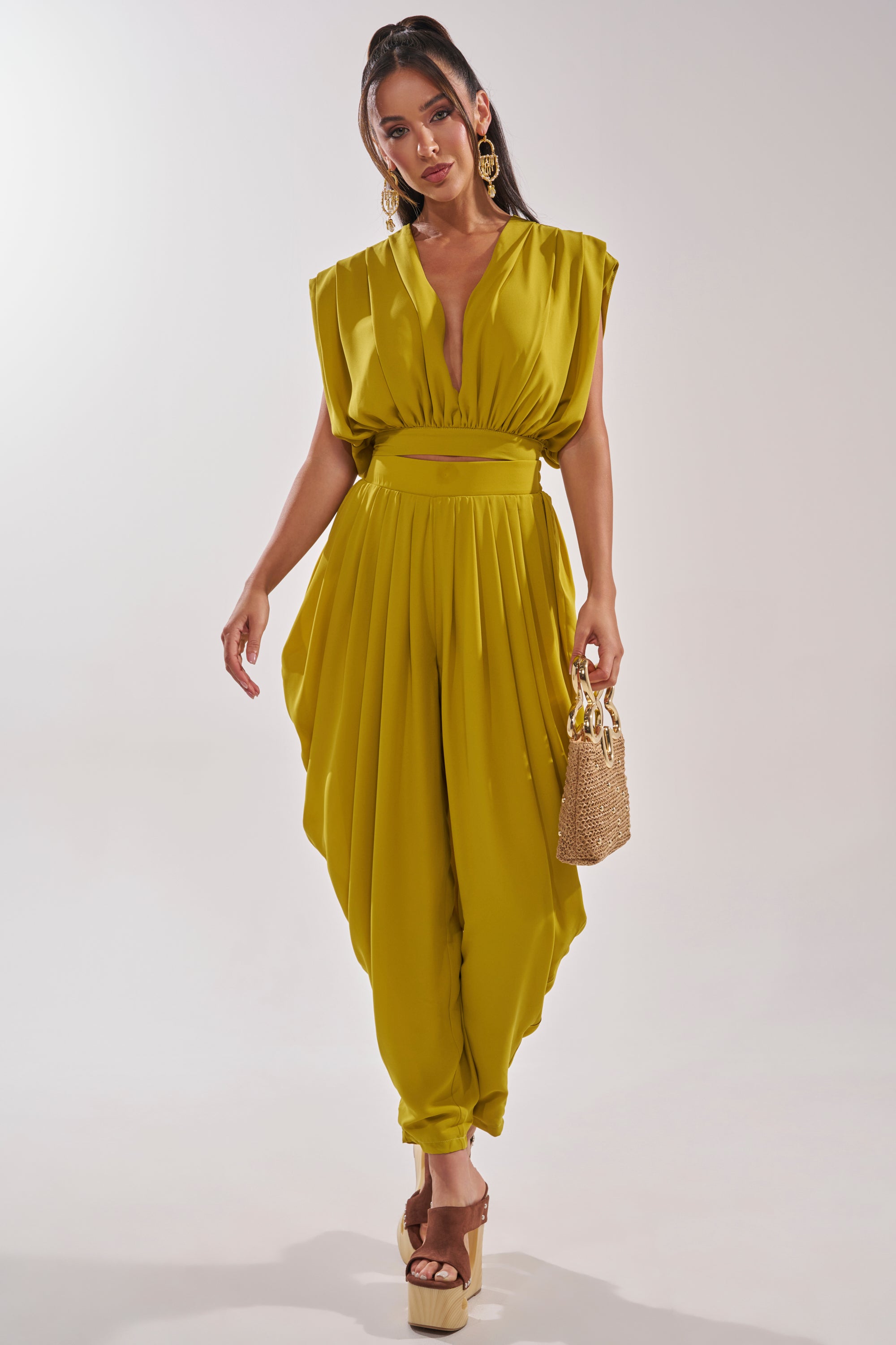 READY TO DANCE SLINKY PANT IN CHARTREUSE
