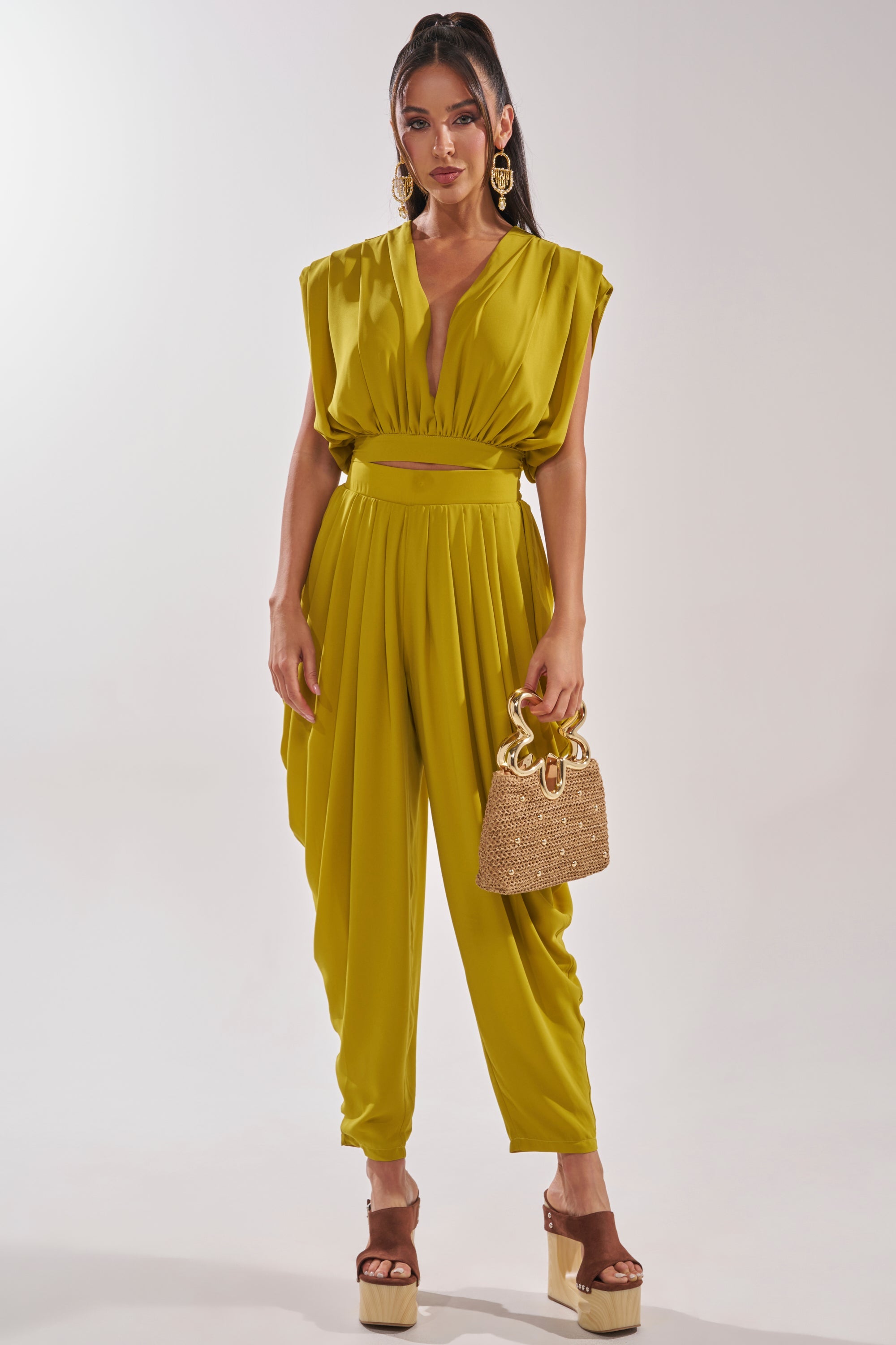 READY TO DANCE SLINKY BLOUSE IN CHARTREUSE