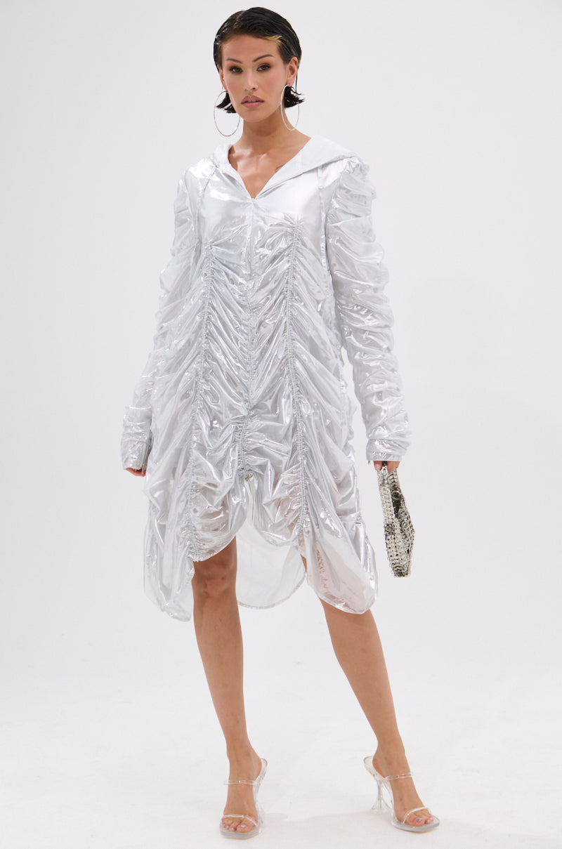 WAYS TO GO METALLIC ADJUSTABLE DRESS IN WHITE