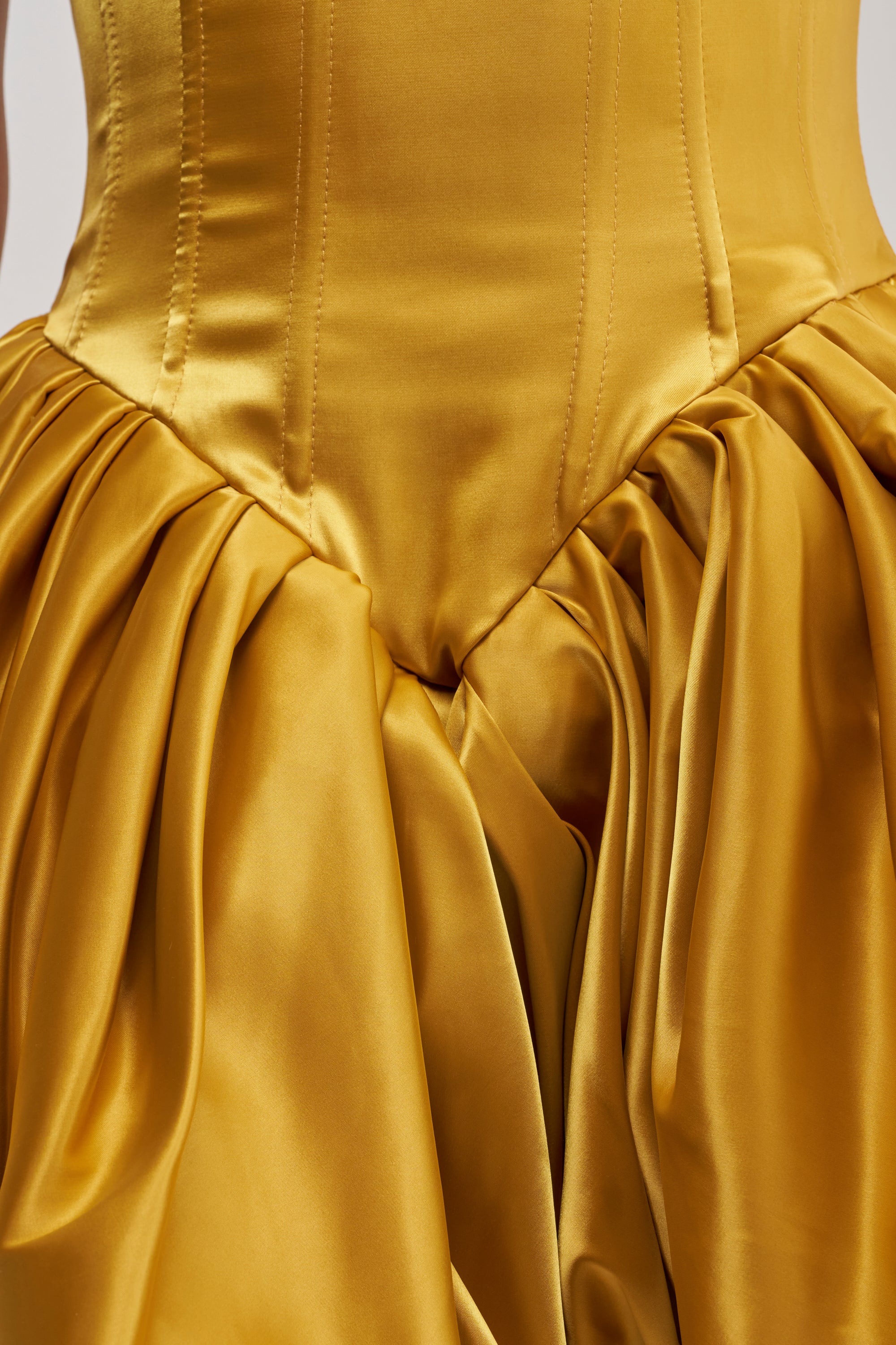 JULIET SATIN MINI DRESS IN MUSTARD