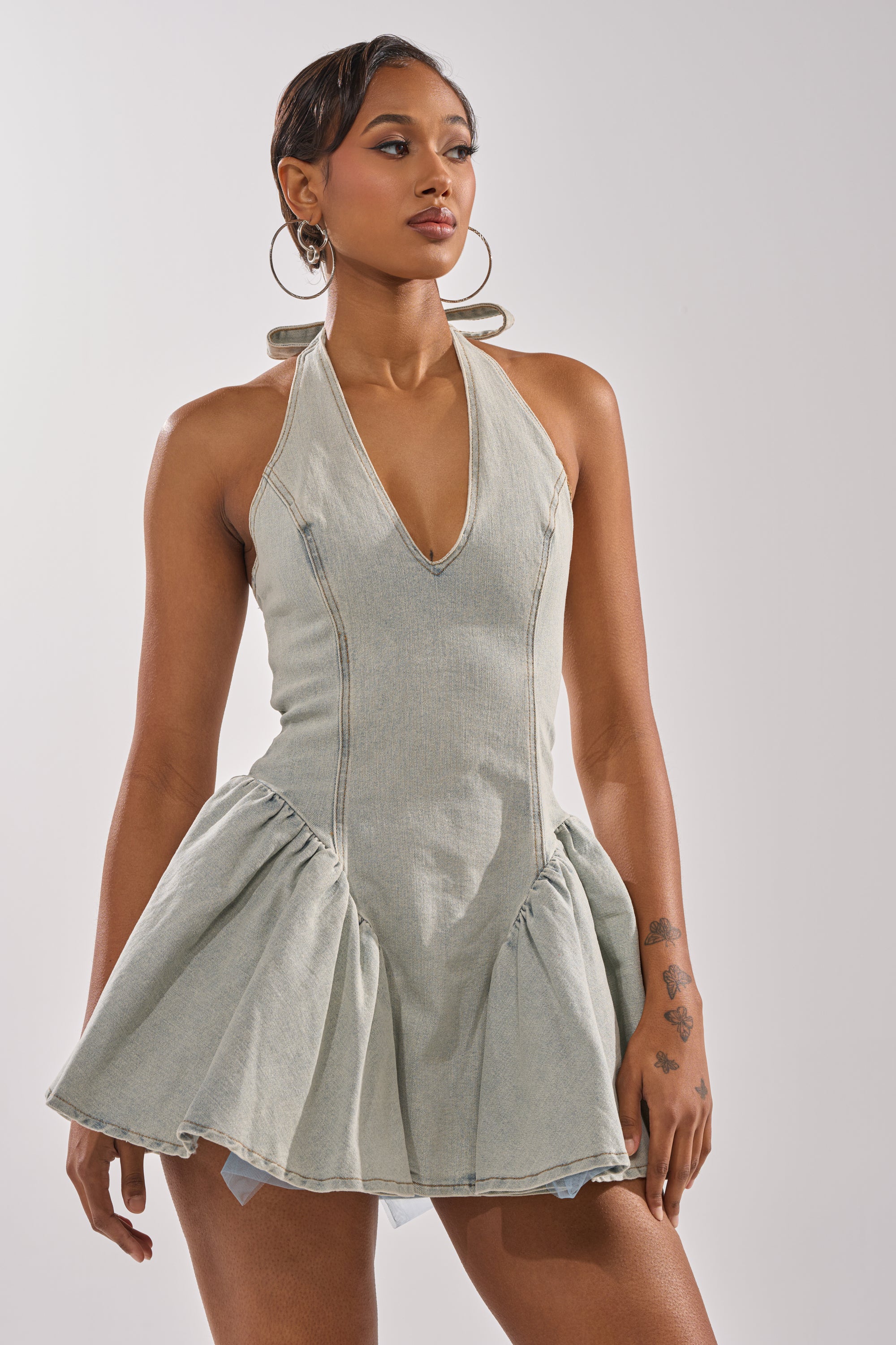 STYLE AND GRADE DENIM MINI DRESS