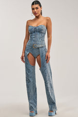 COWGIRL NIGHTS RHINESTONE DENIM CHAPS
