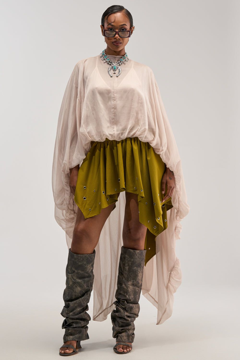 YOUNG AND FREE MINI SKIRT WITH GROMMETS