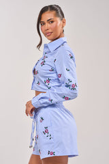 JUNIE POPLIN RHINESTONE DETAIL BLOUSE