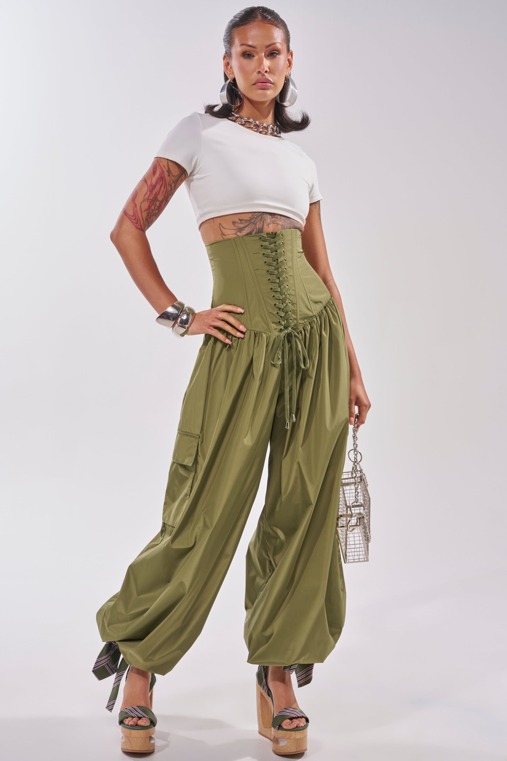 LOCKED UP FOR GOOD LACE UP BALLOON PANT