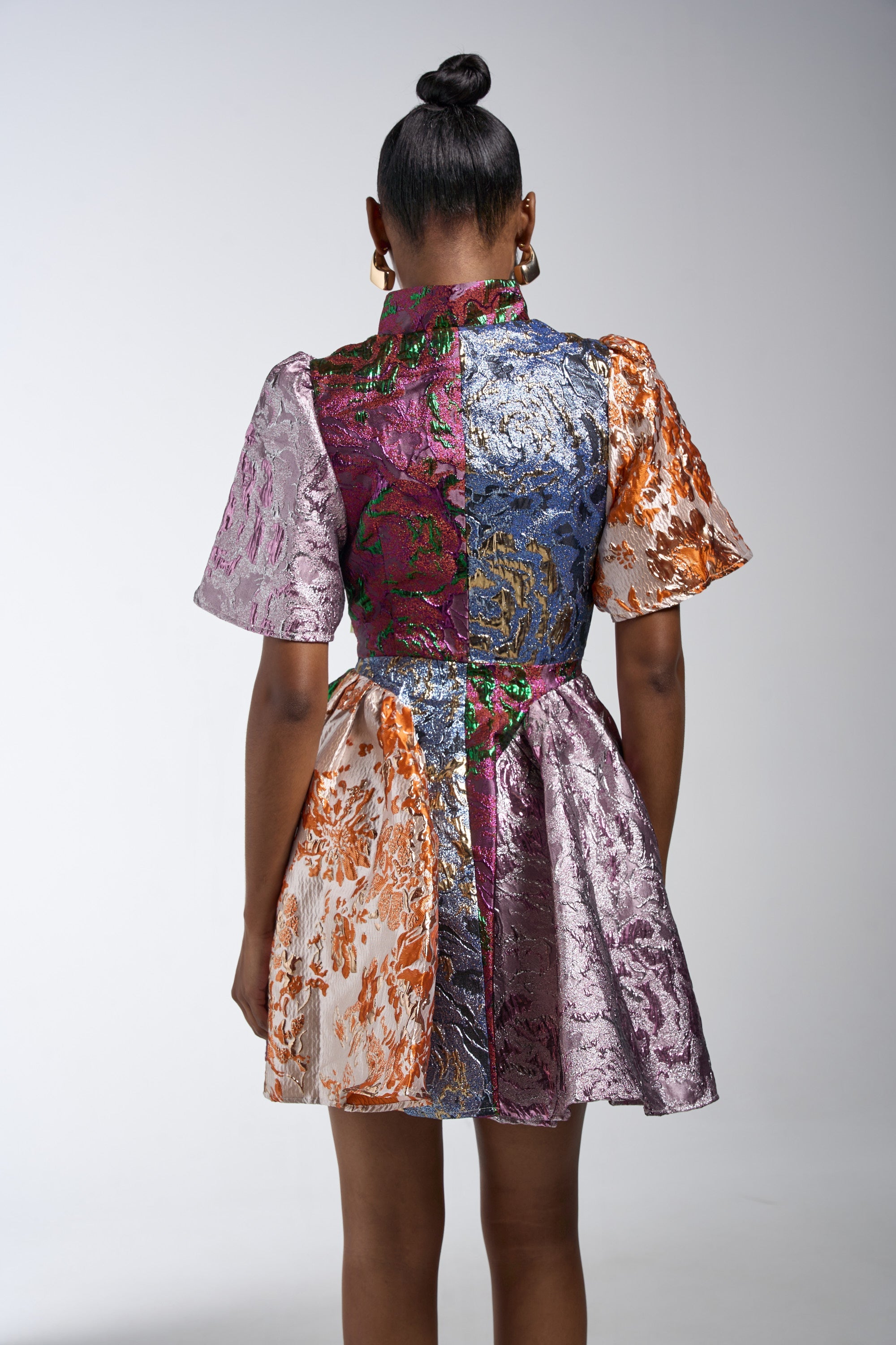 STAY WITH ME BROCADE MINI DRESS