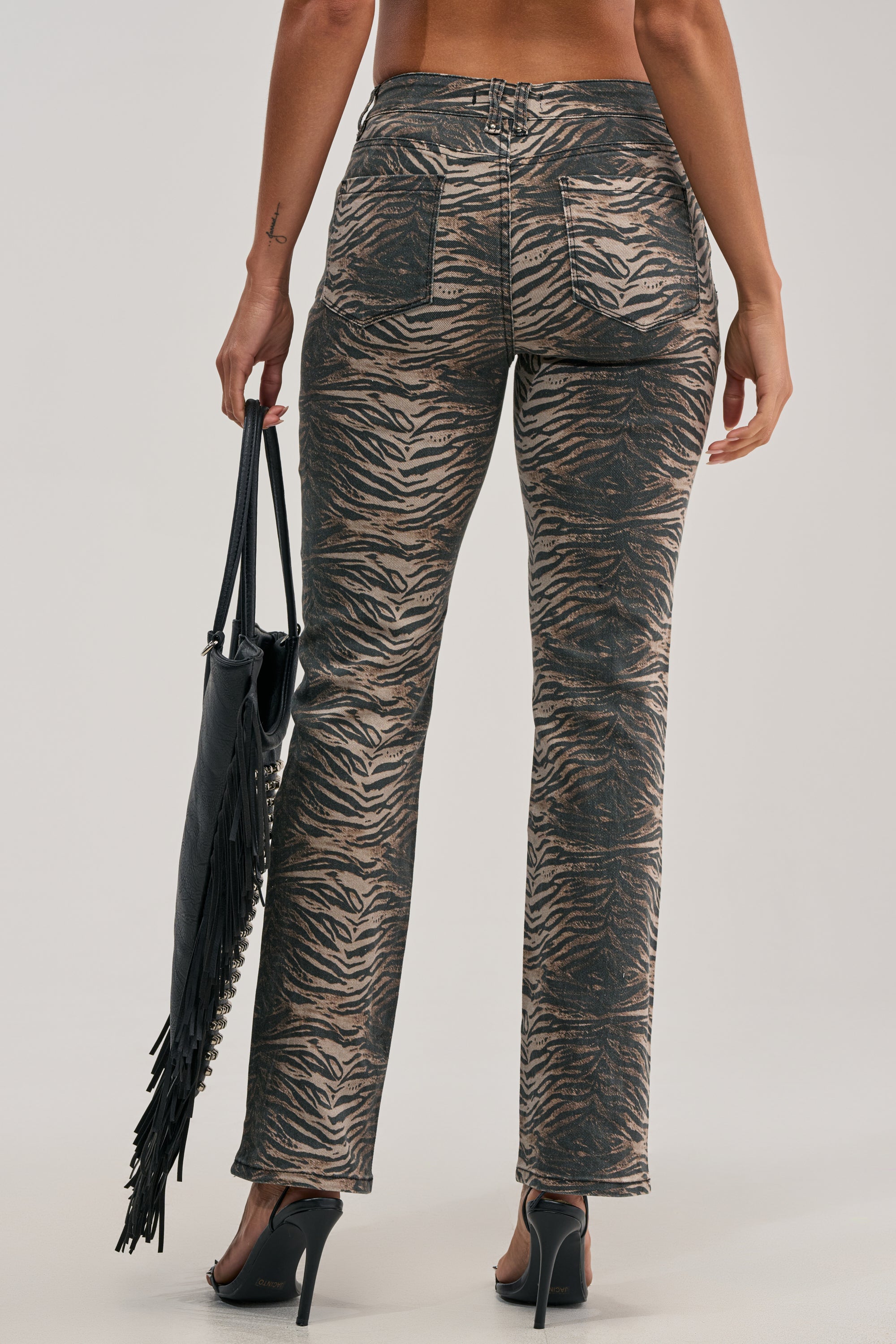 YOUNG AND WILD LOW RISE ZEBRA DENIM