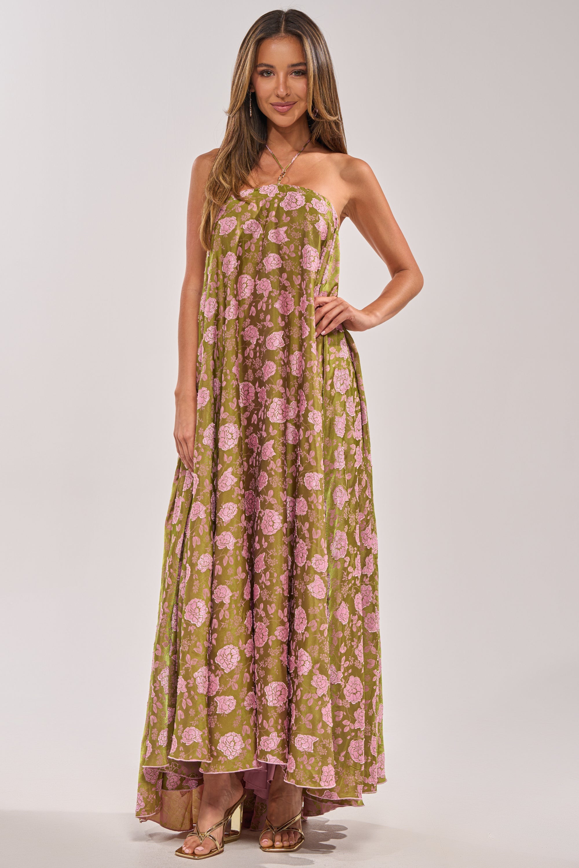 MIDNIGHT GARDEN FLORAL MAXI DRESS