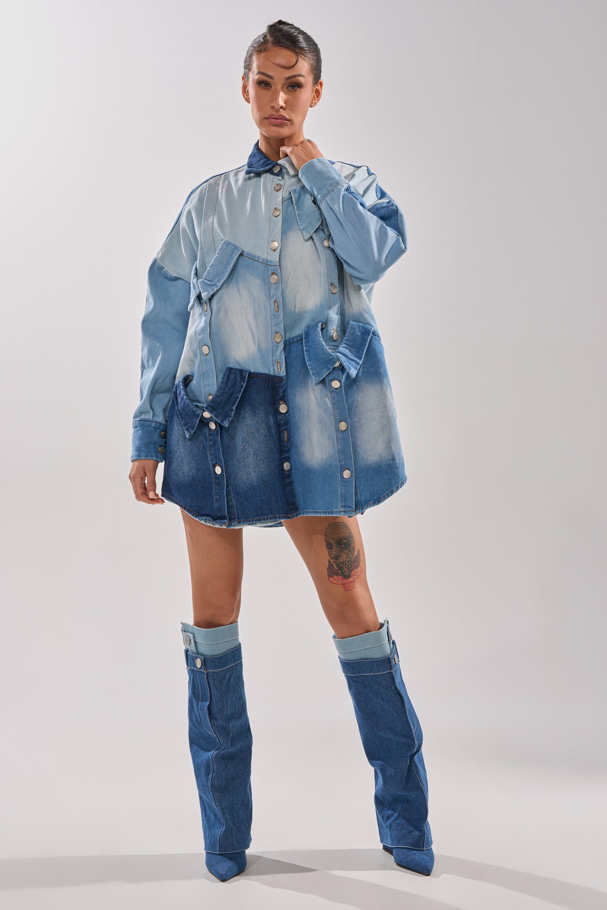 MONDAY BLUES DENIM MINI DRESS