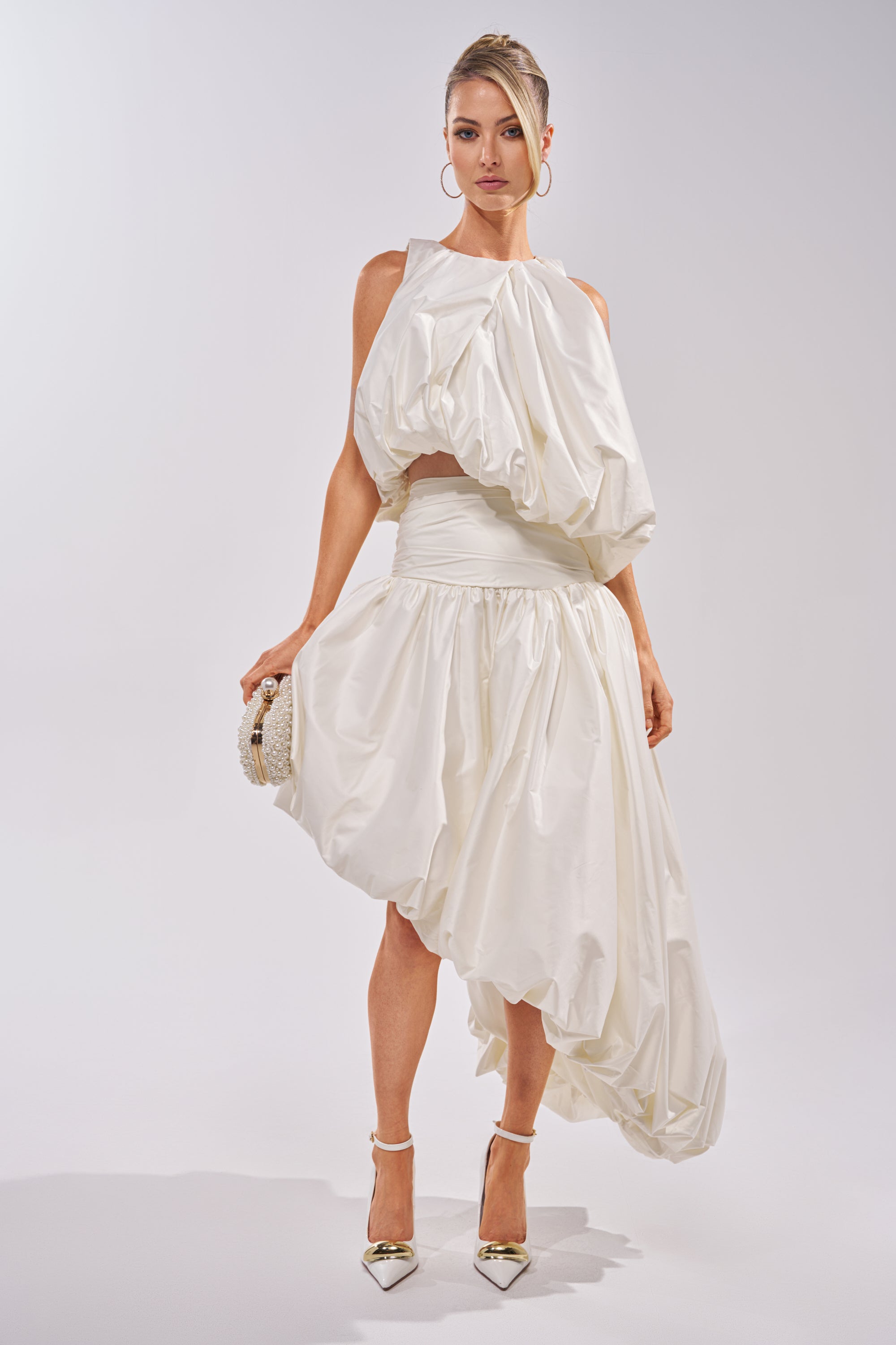 HEAD IN THE CLOUDS HIGH LOW SKIRT