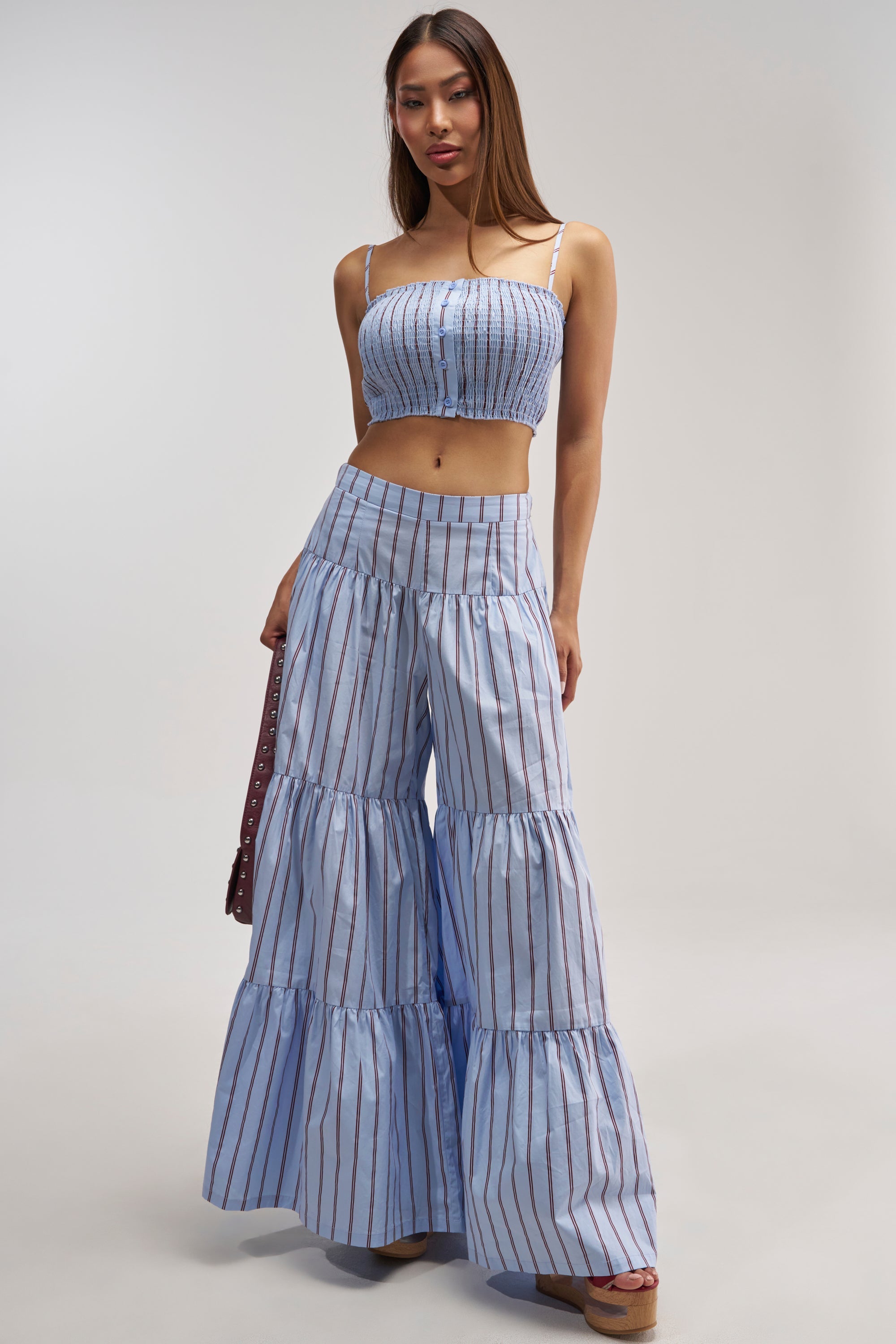 BUSINESS ONLY STRIPE PALAZZO PANT IN LIGHT BLUE