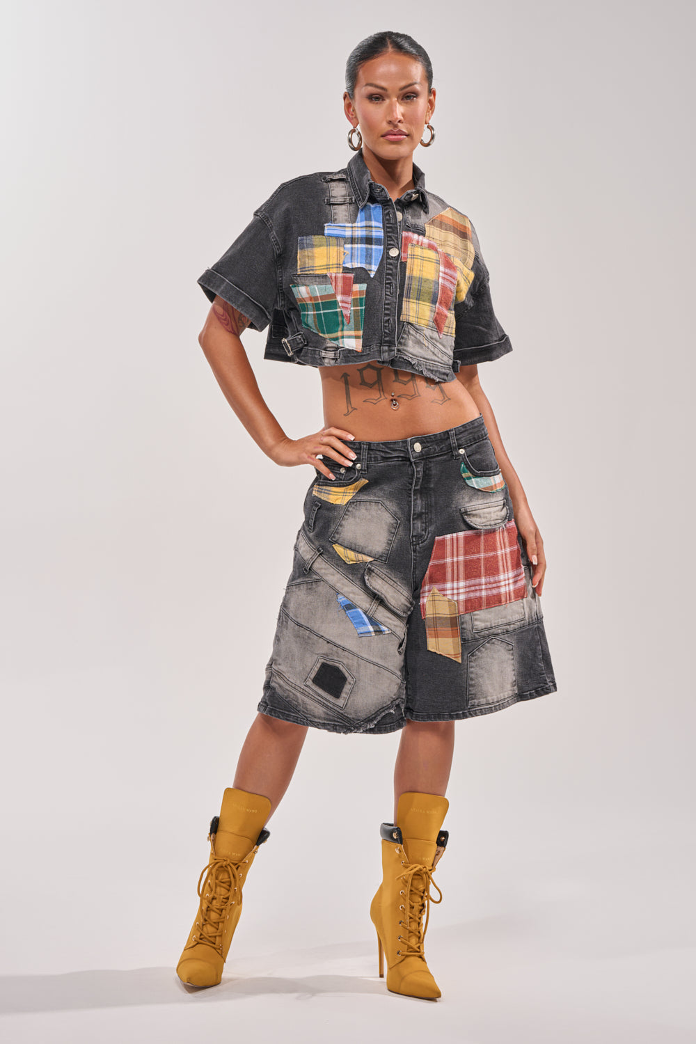DREA MIXED PLAID BERMUDA SHORT