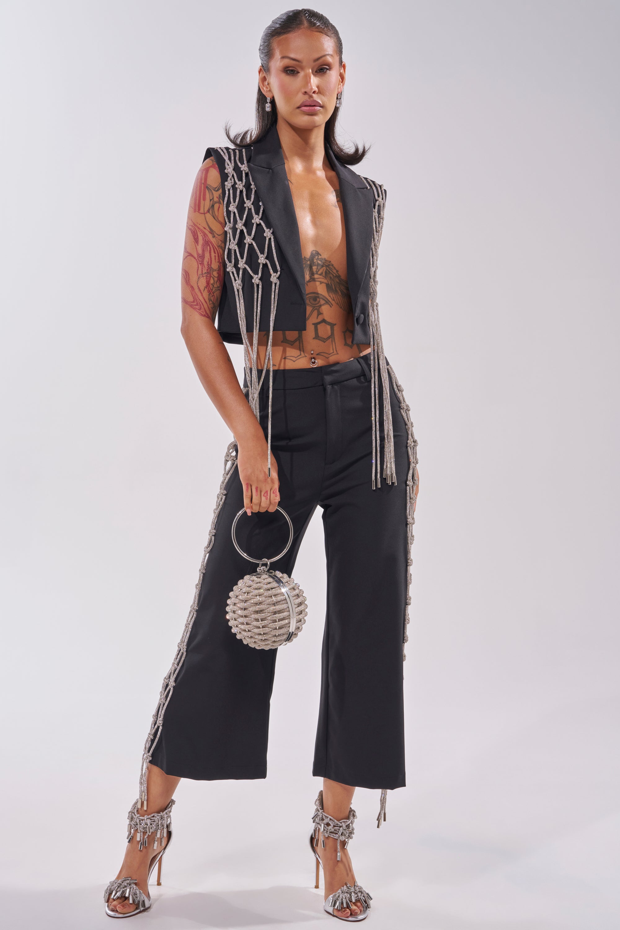 NINA RHINESTONE BLAZER VEST