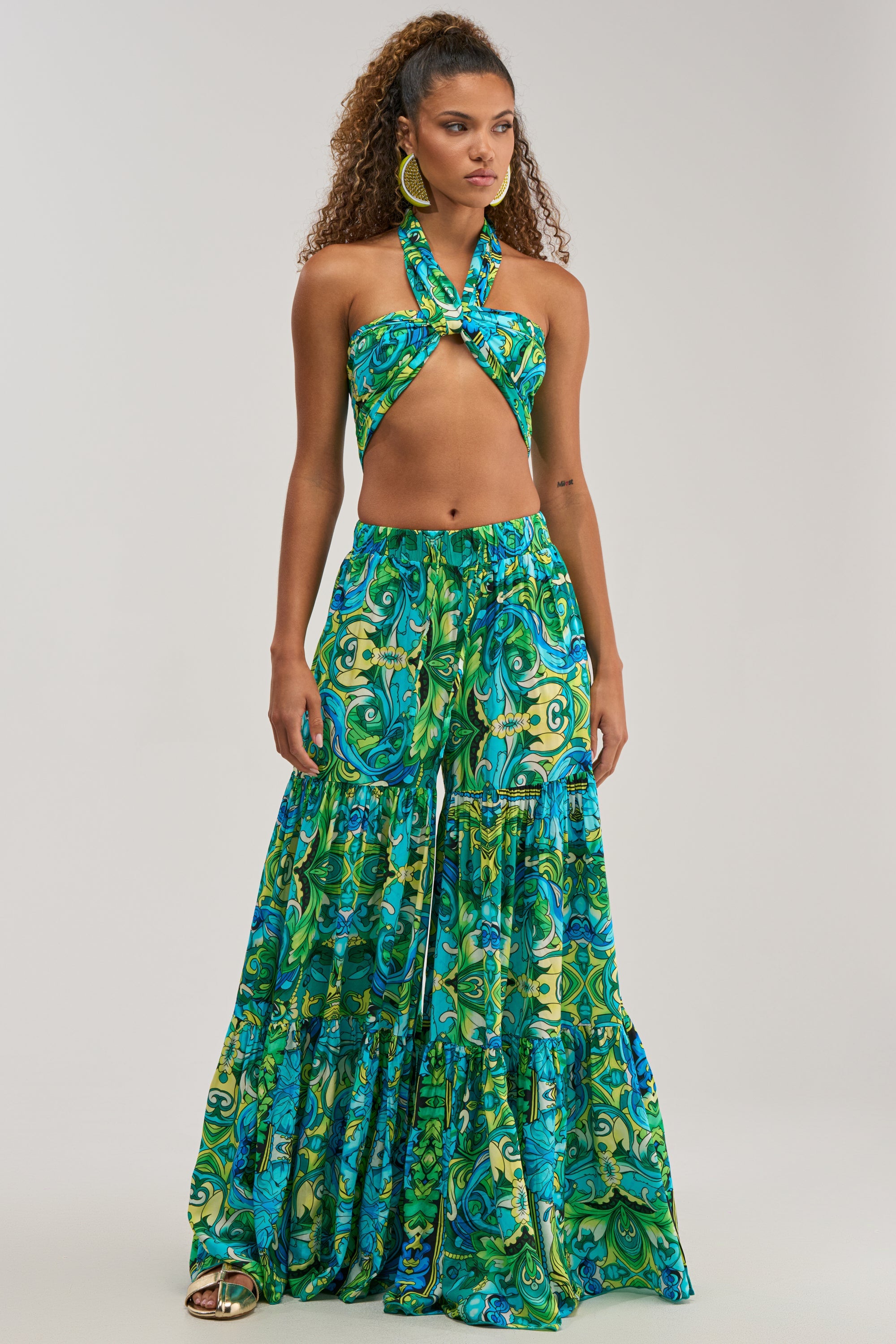 INTO THE GARDEN PALAZZO PANT IN GREEN MULTI