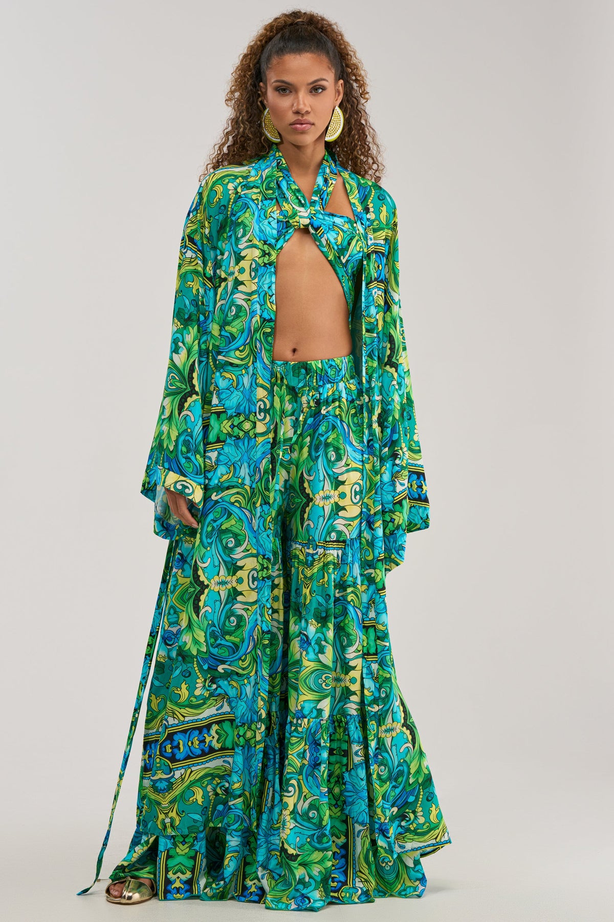 INTO THE GARDEN DUSTER IN GREEN MULTI