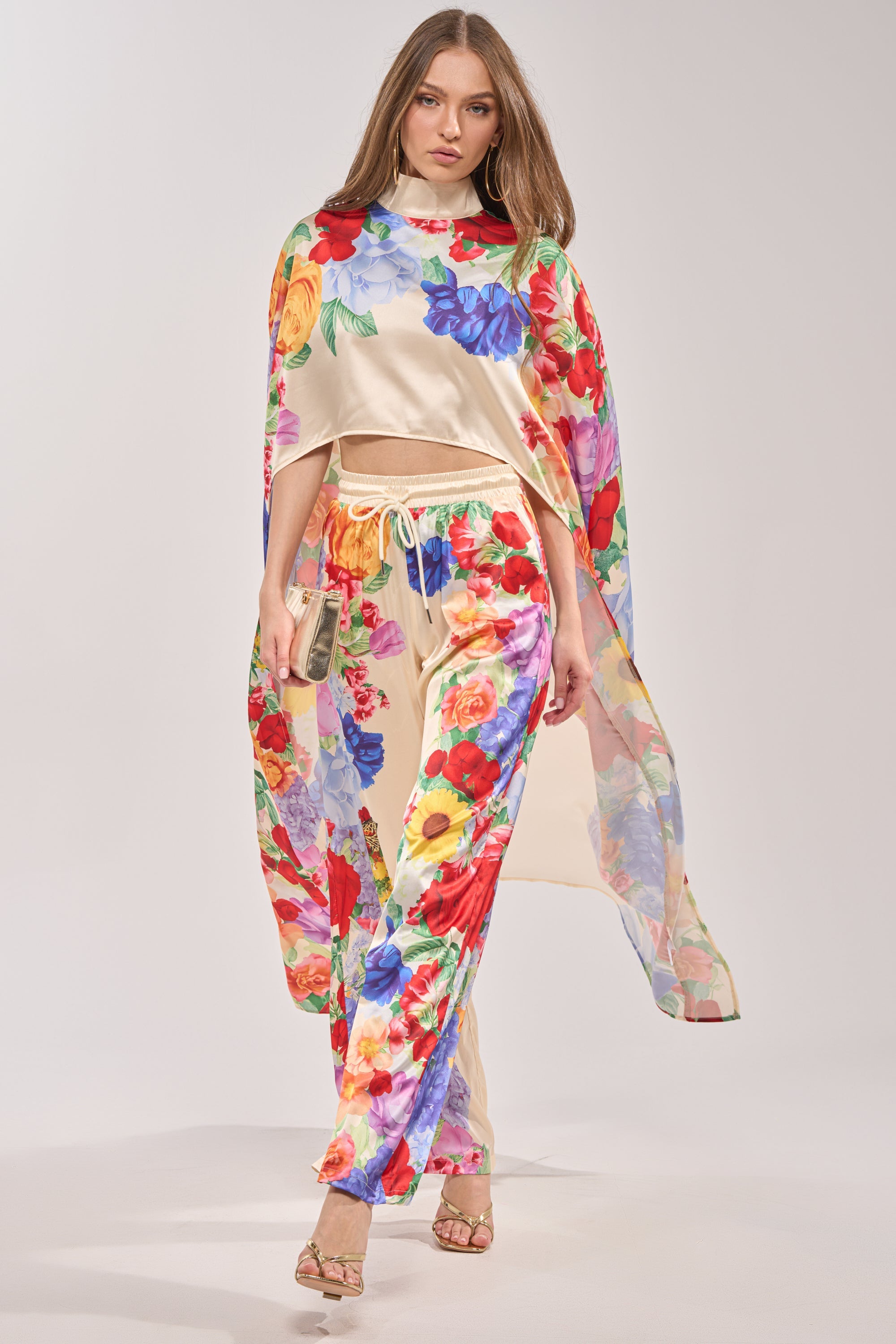 FLORAL BURST CAPE TOP