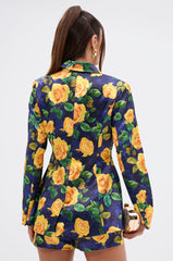 DOZEN ROSES SATIN BLAZER IN NAVY