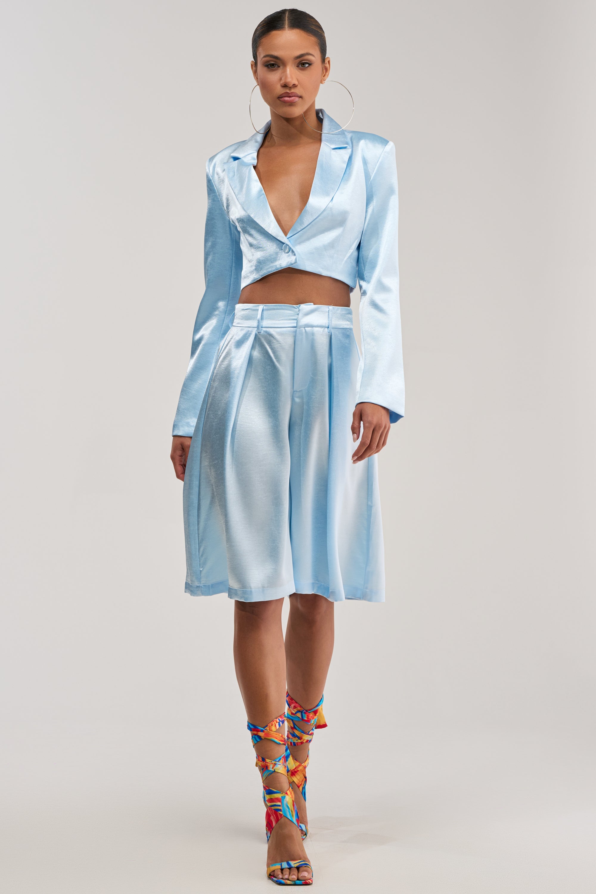 KYLA ICY BLUE SATIN TROUSER