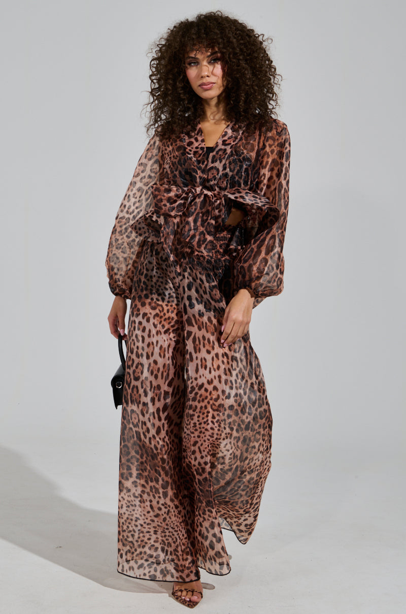 CHEETAH GIRL TIE FRONT BLOUSE