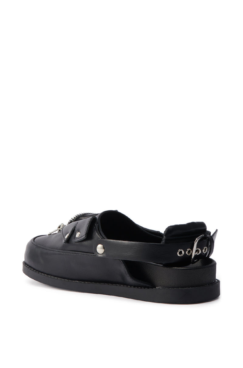 AZALEA WANG RESTER BLACK HARDWARE EMBELLISHED MULE