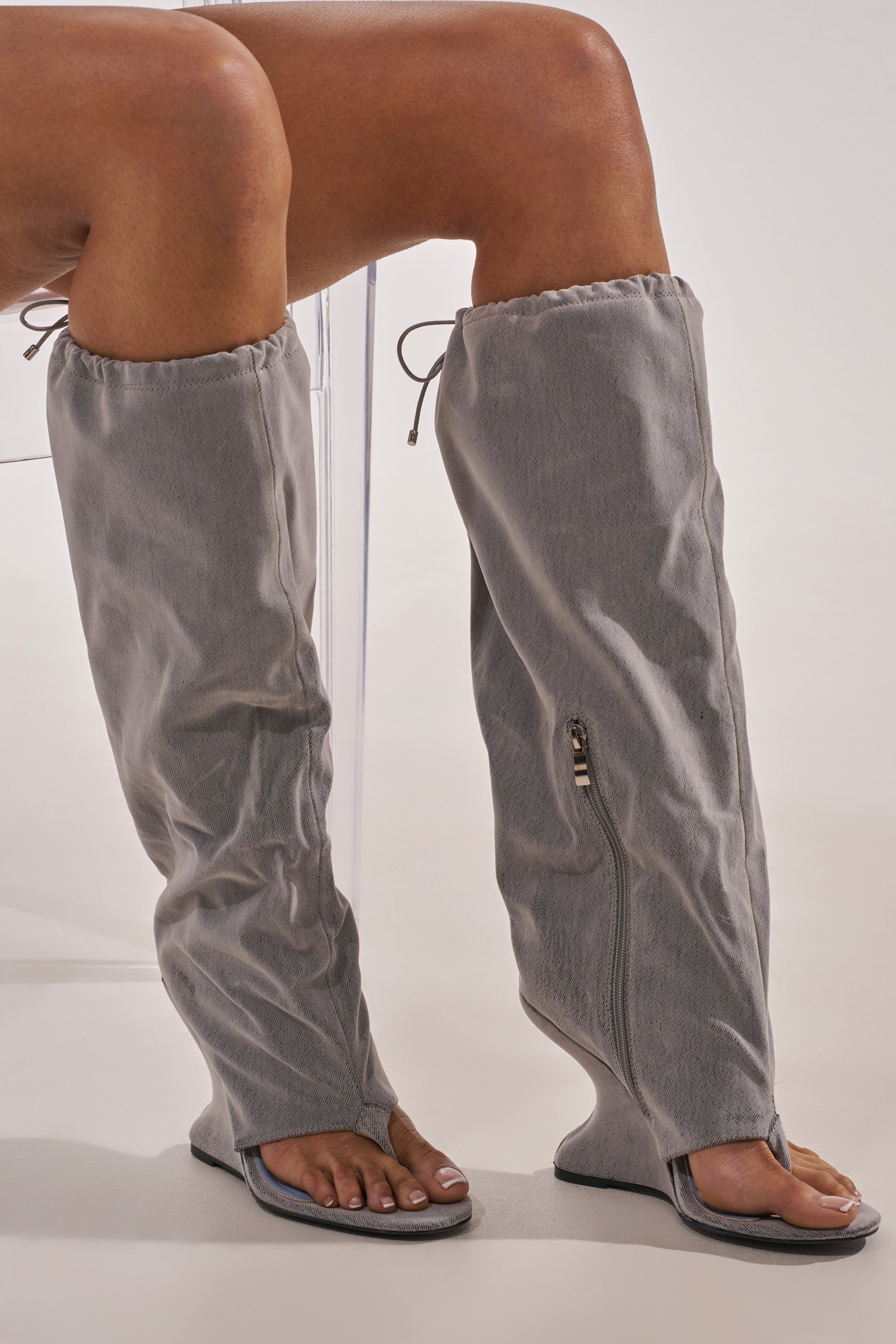 AZALEA WANG XYLAH GREY WEDGE GLADIATOR SANDAL