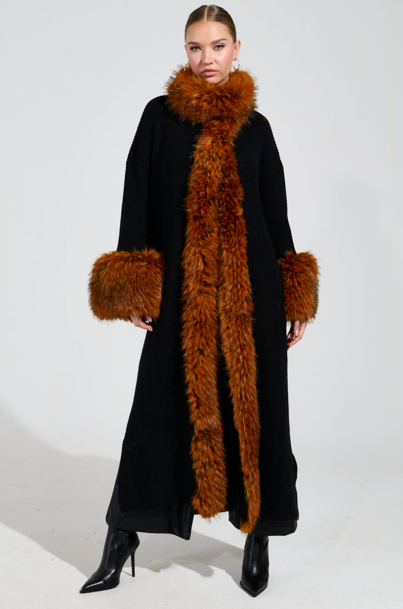 SNOWY NIGHT LONG CARDIGAN IN BLACK