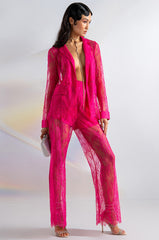 ALL OVER LACE HIGH WAIST WIDE LEG TROUSER