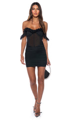 ESTELLE OFF THE SHOULDER MESH MINI DRESS