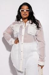 RESORT PLUS ARIA OVERSIZED BUTTON DOWN BLOUSE