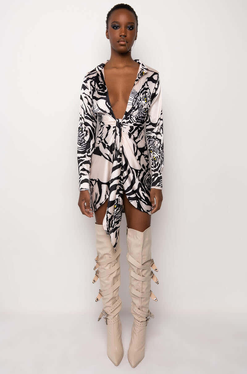 SHE'S DANGEROUS LOW V MINI DRESS