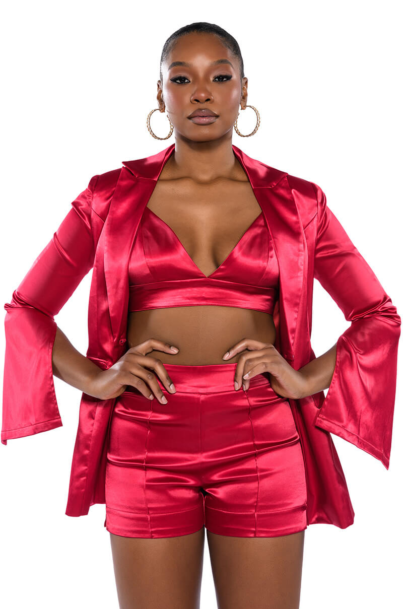 SPRING STATIN BLAZER WITH OPEN ARM
