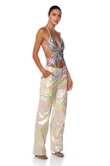 SUPER ASTRONOMICAL WIDE LEG IRIDESCENT CARGO PANT