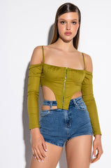 THE WORLD IS MINE OFF THE SHOULDER CROPPED CORSET BLOUSE