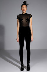 WRITTEN IN THE STARS VELVET WITH MESH DETAIL LEGGINGS